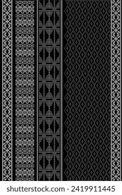 Unique vertical Nusa Tenggara batik motif design with gray dan balck background. Editable and ready to print.