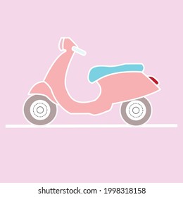 Unique Vespa motorbike flat design with pink background background