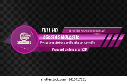 Unique Video headline title or lower third template. Vector illustration - Pink color