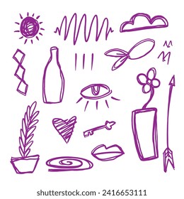 unique and vintage artistic scribble vector illustration with a simple and abstract design