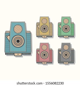 Unique vintage camera in different colors