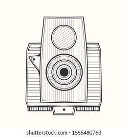 Unique vintage camera in line art version