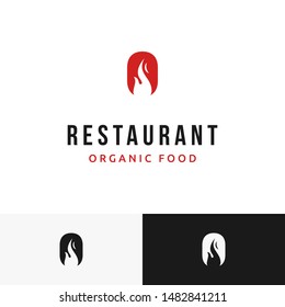 Unique vintage and modern fire logo in negative space. Suitable for restaurant, barbecue, grill logo