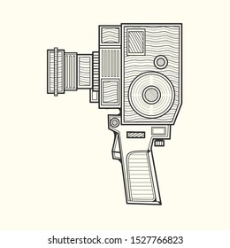 Unique Vintage Video Camera Line Art