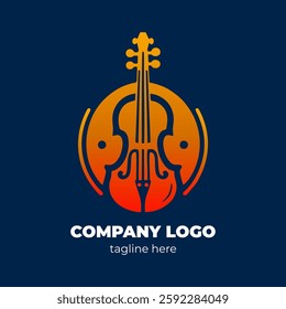 Unique violin sketch logo for music shop sound studio or classical concert with handcrafted violin details and melody accents