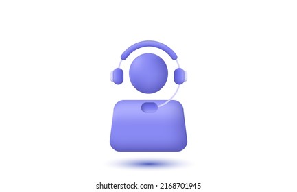 unique virtual technical support service customer online 3d isolated on white background.Trendy and modern vector in 3d style.