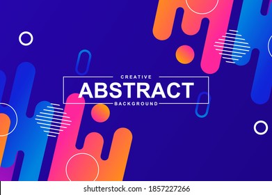 Unique vivid design with dynamic shapes in memphis style. Colorful bright background for landing page, banner or brochure. Wavy composition, dynamic gradient template with header vector Illustration.