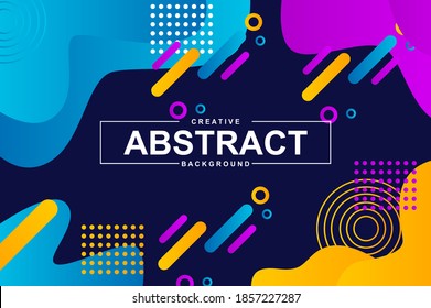 Unique vivid design with dynamic shapes in memphis style. Colorful bright background for landing page, banner or brochure. Wavy composition, dynamic gradient template with header vector Illustration.