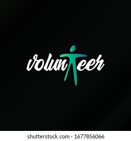 Unique Volunteer Logo With Script Font And Human Icon With In For Youth Social Activities Logo Template For Your Company, Business, Association, Community, Organization