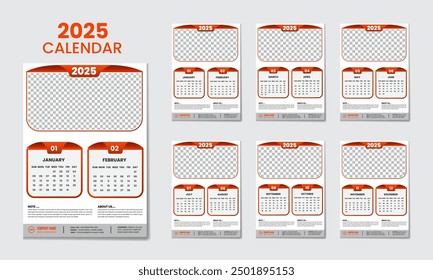 Einzigartige Wandkalender Design Vorlage 2025 mit 12 Monaten enthalten Neujahr