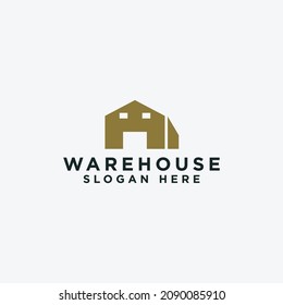 unique warehouse logo vector design template. modern storehouse building logo vector design illustration with clean, eye catching and minimalist styles. isolated on white background. 