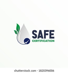 Logotipo de agua, diseño de hojas, símbolo de lista de verificación, concepto verde