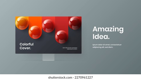 Unique web banner design vector layout. Simple monitor mockup landing page template.