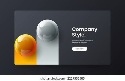 Unique web banner vector design illustration. Amazing 3D spheres company cover layout.