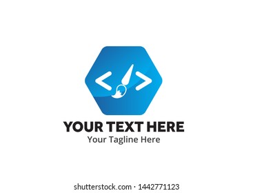 unique web developer simple logo creative design in flat style with color . web designer logo creative design for identity and community