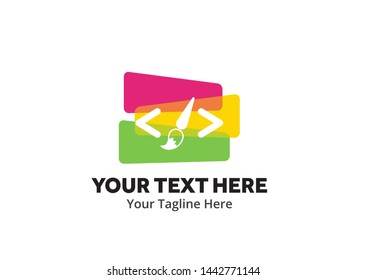 unique web developer simple logo creative design in flat style with color . web designer logo creative design for identity and community