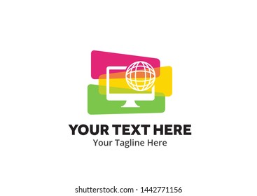 unique web developer simple logo creative design in flat style with color . web designer logo creative design for identity and community