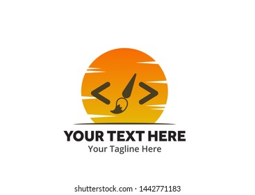 unique web developer simple logo creative design in flat style with color . web designer logo creative design for identity and community