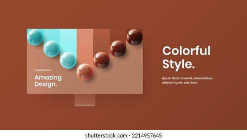 Unique web project design vector concept. Bright desktop mockup banner illustration.
