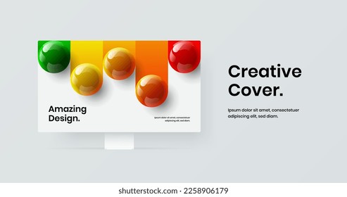 Unique web project vector design template. Clean computer monitor mockup presentation concept.