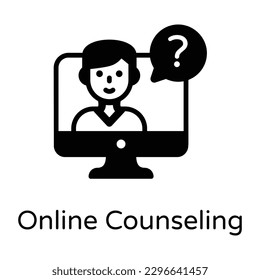 A unique webinar icon in glyph style 