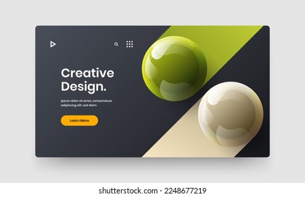 Unique website design vector illustration. Original realistic balls leaflet template.