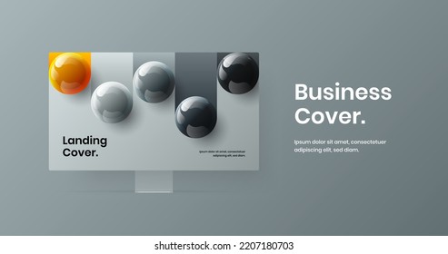 Unique website design vector layout. Amazing computer monitor mockup landing page illustration.