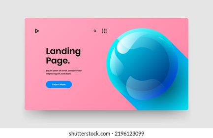 Unique website screen design vector layout. Modern realistic balls flyer concept.