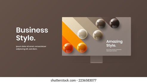 Unique website screen design vector layout. Creative computer monitor mockup landing page template.