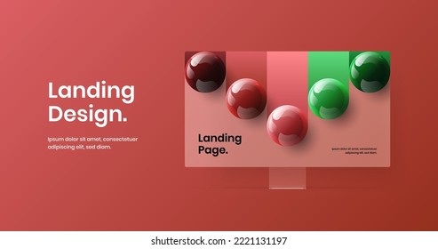 Unique website vector design concept. Colorful computer monitor mockup banner layout.