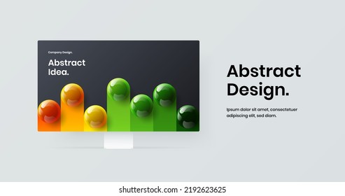 Unique website vector design layout. Bright desktop mockup site template.