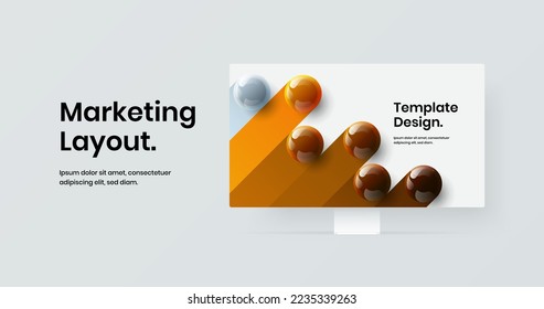 Unique website vector design layout. Bright monitor mockup web project template.