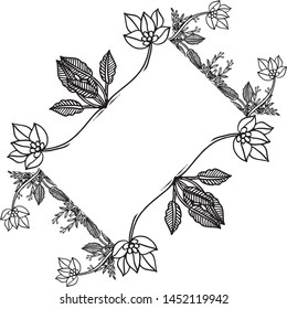 Unique wedding invitation card, elegant flower and leaf. Vector