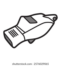 unique whistle vector facing left black and white