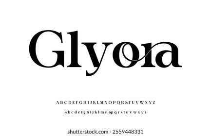 Unique wide sans serif display font vector