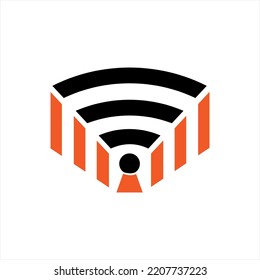 Unique wifi hotspot signal sign vector logo design with keyhole.