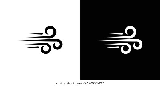 Unique wind design featuring flowing dashes and stylized swirls. Emblem showcases dynamic air current on transparent backdrop.