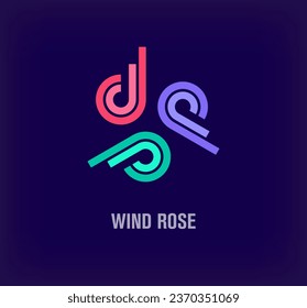 Logo único de la remodelación del viento. Transiciones de color de moda. Plantilla de logotipo ecológico. vector