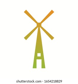 Icono de glifo de vectores de molino de viento único