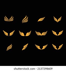 Unique Wing logo and symbol business template set design