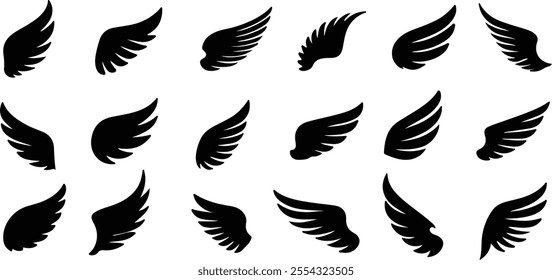 Unique Wings Icon Set for Artistic and Inspirational Projects