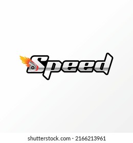 Escritura única o palabra SPEED deportes tipografía cursiva con imagen de máquina turbo icono gráfico diseño concepto abstracto material vectorial. Puede utilizarse como símbolo relacionado con la marca de agua o el automóvil