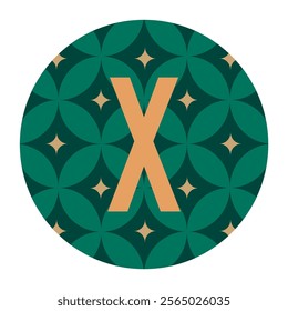 A unique X logo overlaid with an intricate gold petal pattern on a green background. Perfect for creative and modern branding applications, blending elegance with innovation.