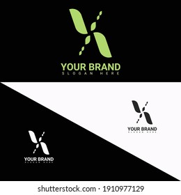 einzigartiges X-Monogramm-Logo, mit X in Gelb. Einfaches Logo-Design