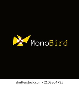 unique yellow bird logo design 