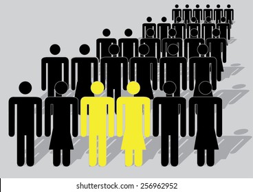 Unique yellow couple that can be used in statistics 