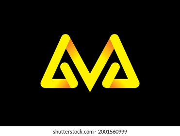 Unique yellow M initial letter logo design