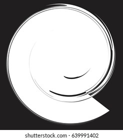 Uniquely deformed swirl, twirl shape. monochrome spiral design element. black and white abstract illustration