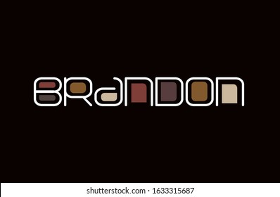 UNIQUELY personalized for first name "BRANDON" in a contemporary design with san serif modern font and color accents in java browns.