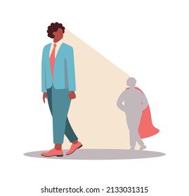 Uniqueness and individuality concept. Character standing out from the crowd, choosing another way. Flat vector illustration